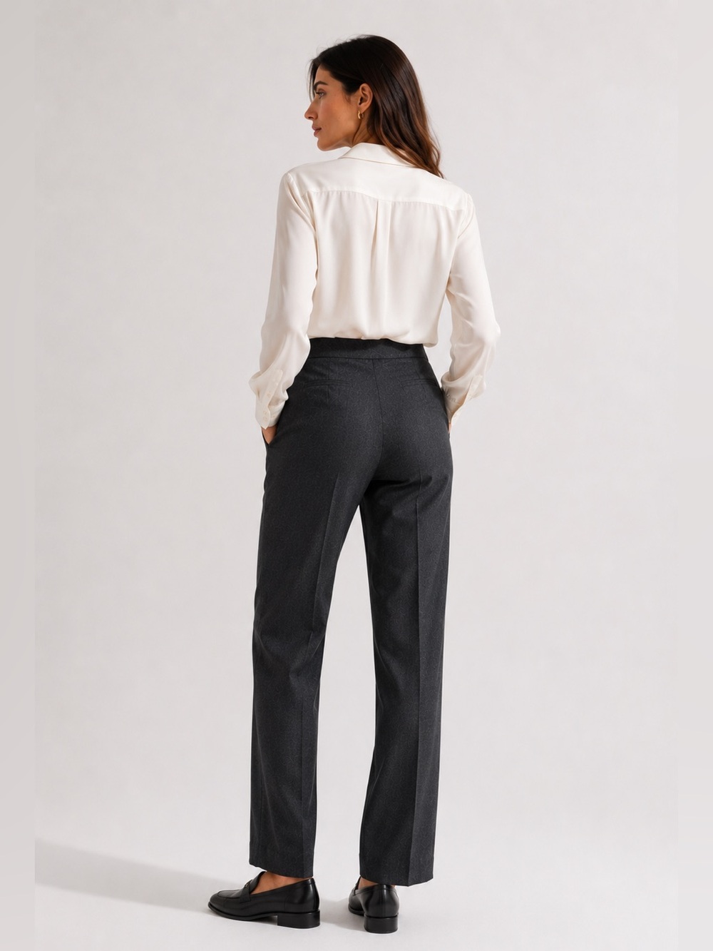 Piazza Sempione Charcoal Wool Straight Leg
Trousers Size 14 Italy